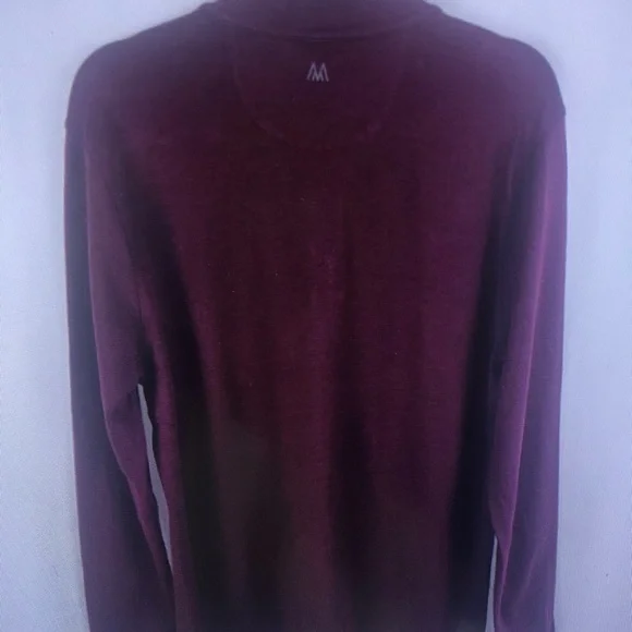 Men's Quarter-Zip Knit Sweater - Burgundy - Picture 5 of 6